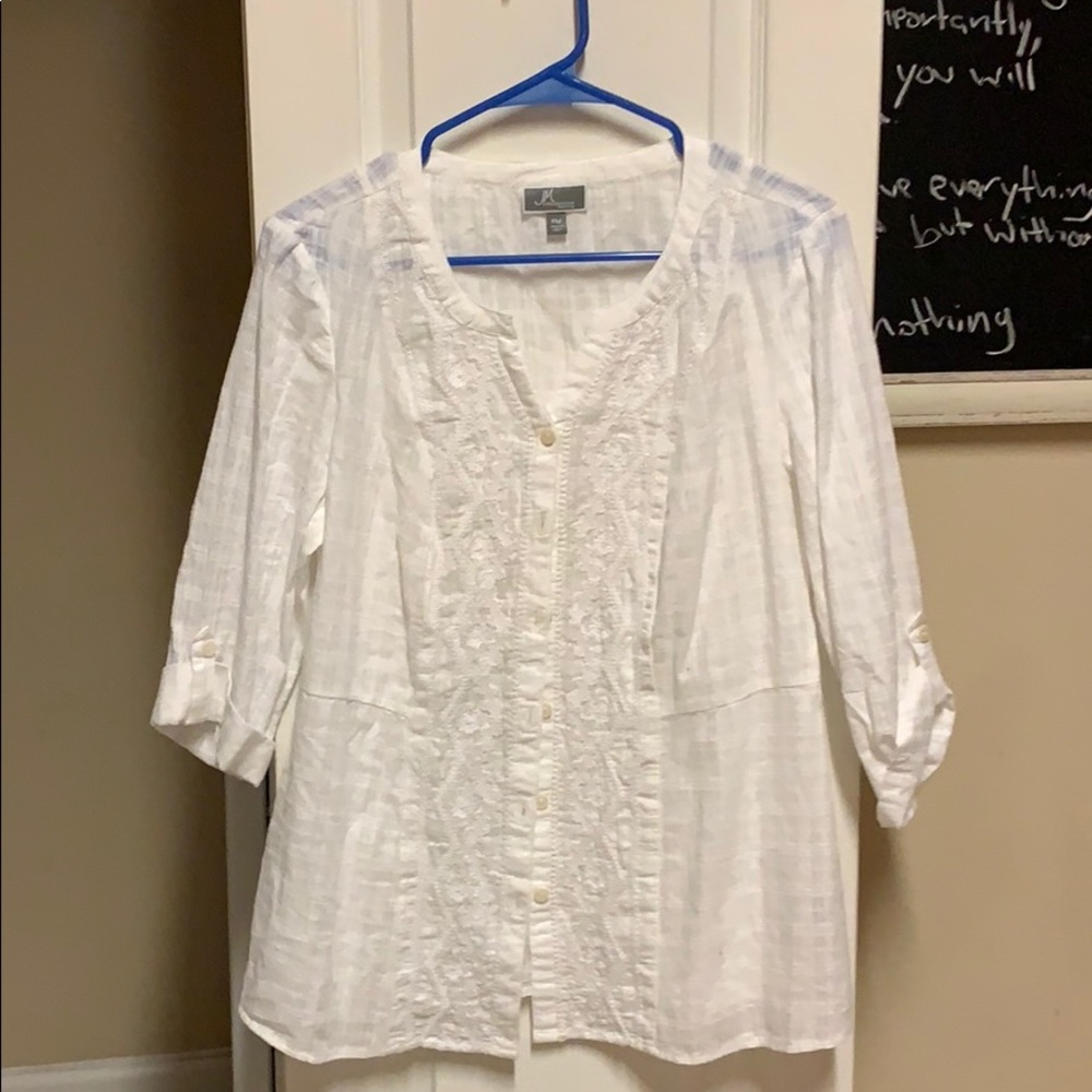 White JM Collection blouse